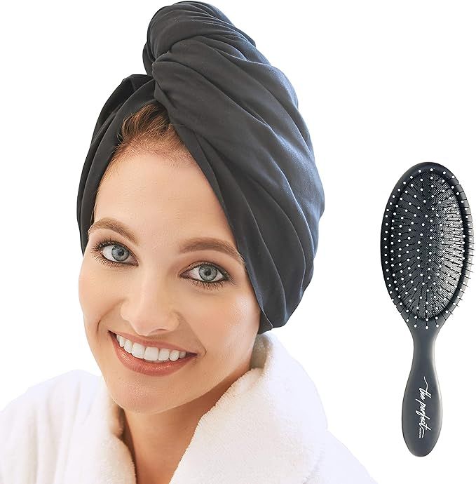 Ultra-Fine Microfiber Hair Towel Wrap - The Perfect Haircare - Anti-frizz Fast Drying Turban with... | Amazon (US)