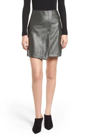 Women's Bishop + Young A-Line Faux Leather Miniskirt, Size X-Small - Green | Nordstrom