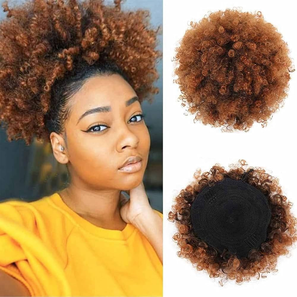1. Material: High quality heat resistant synthetic hair high puff drawstring ponytail curly hair | Amazon (US)