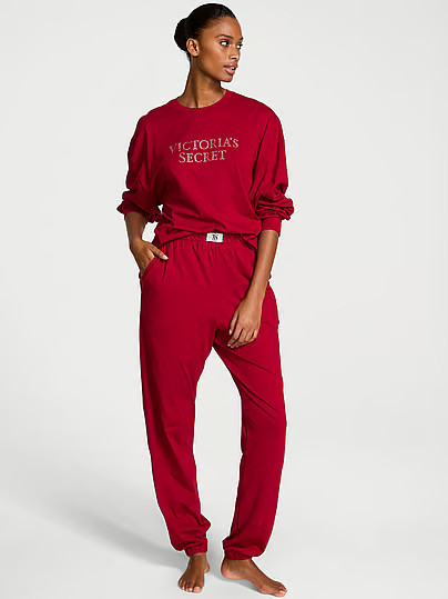 100% Cotton Shine Long Pajama Set, Red, Xslong - Women's Sets - Victoria's Secret | Victoria's Secret (US / CA )