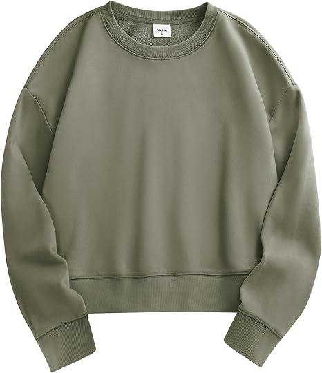 Stelle Cropped Sweatshirts for Women Cotton Long Sleeve Crop Tops Crewneck Pullover Oversized Swe... | Amazon (US)