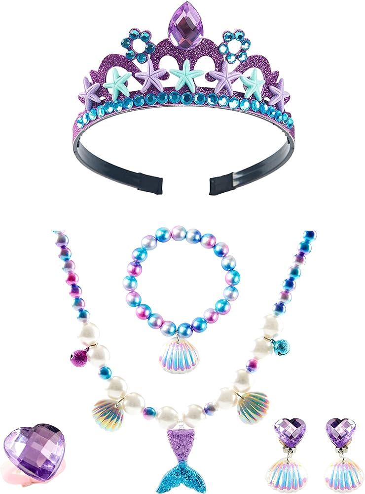Mermaid Crown Birthday Gift Kids Jewelry for Girls Mermaid Party Decorations | Amazon (US)