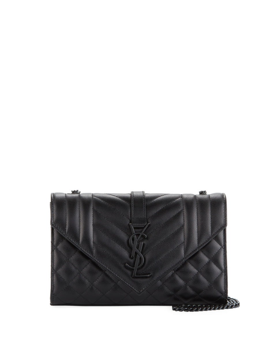 Monogram YSL Envelope Small Chain Shoulder Bag - Black Hardware | Bergdorf Goodman