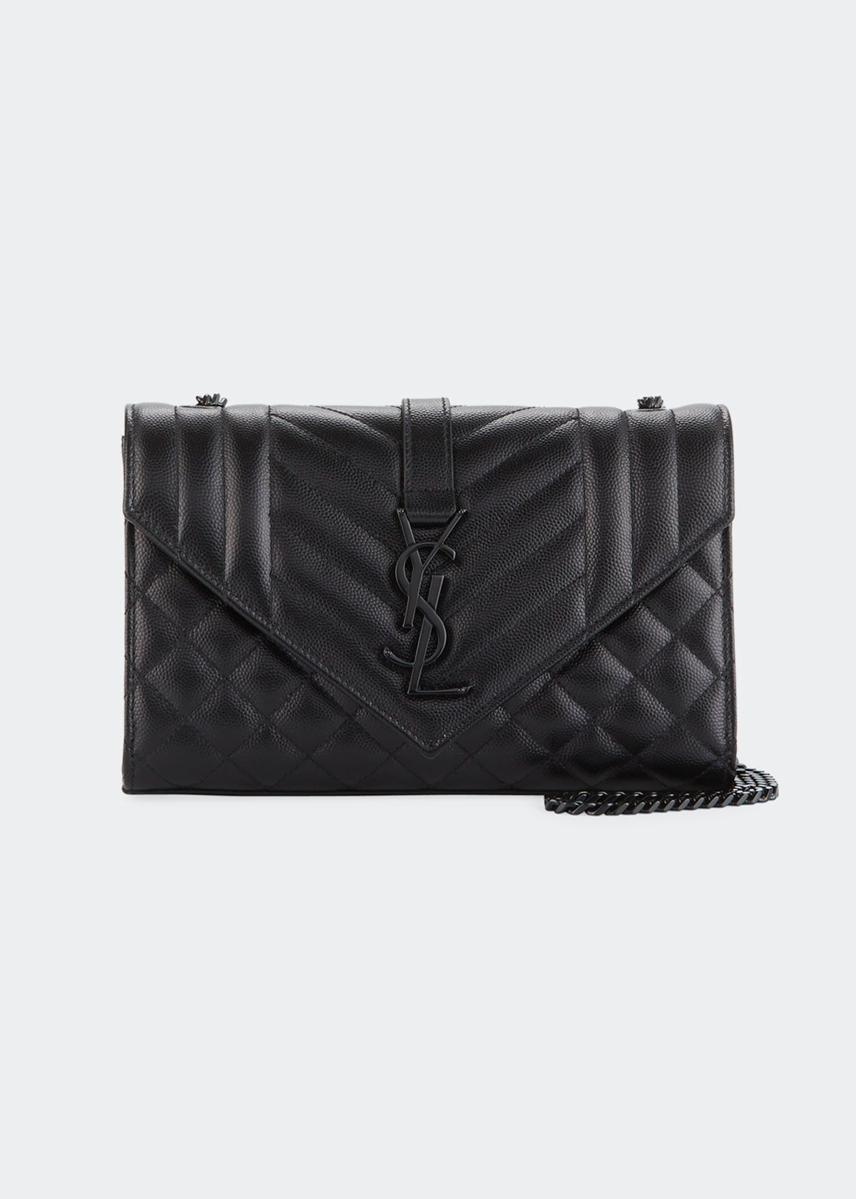 Monogram YSL Envelope Small Chain Shoulder Bag - Black Hardware | Bergdorf Goodman