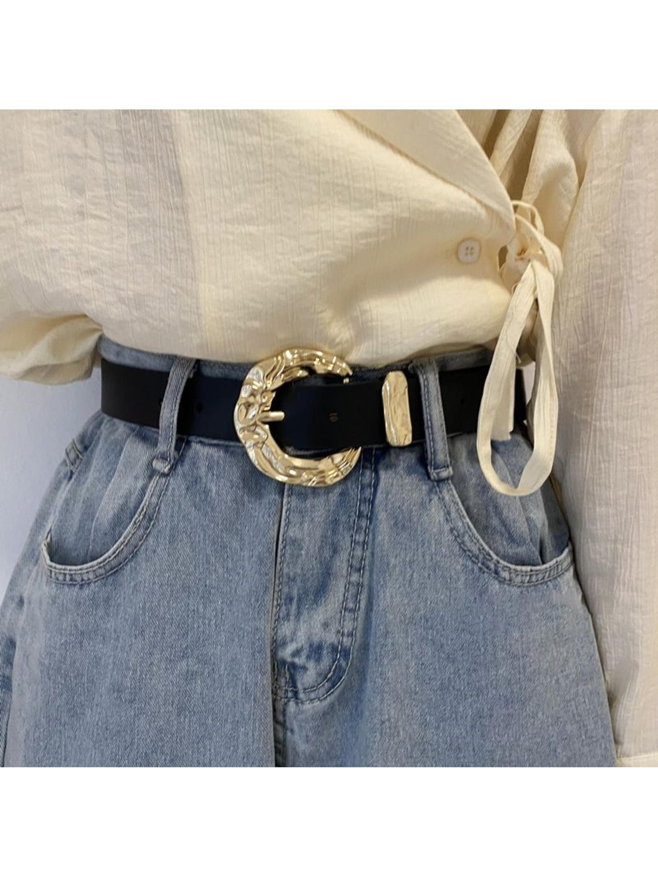 Boho Textured Metal Buckle Belt PU Belt For Jeans Pants,School Halloween | SHEIN