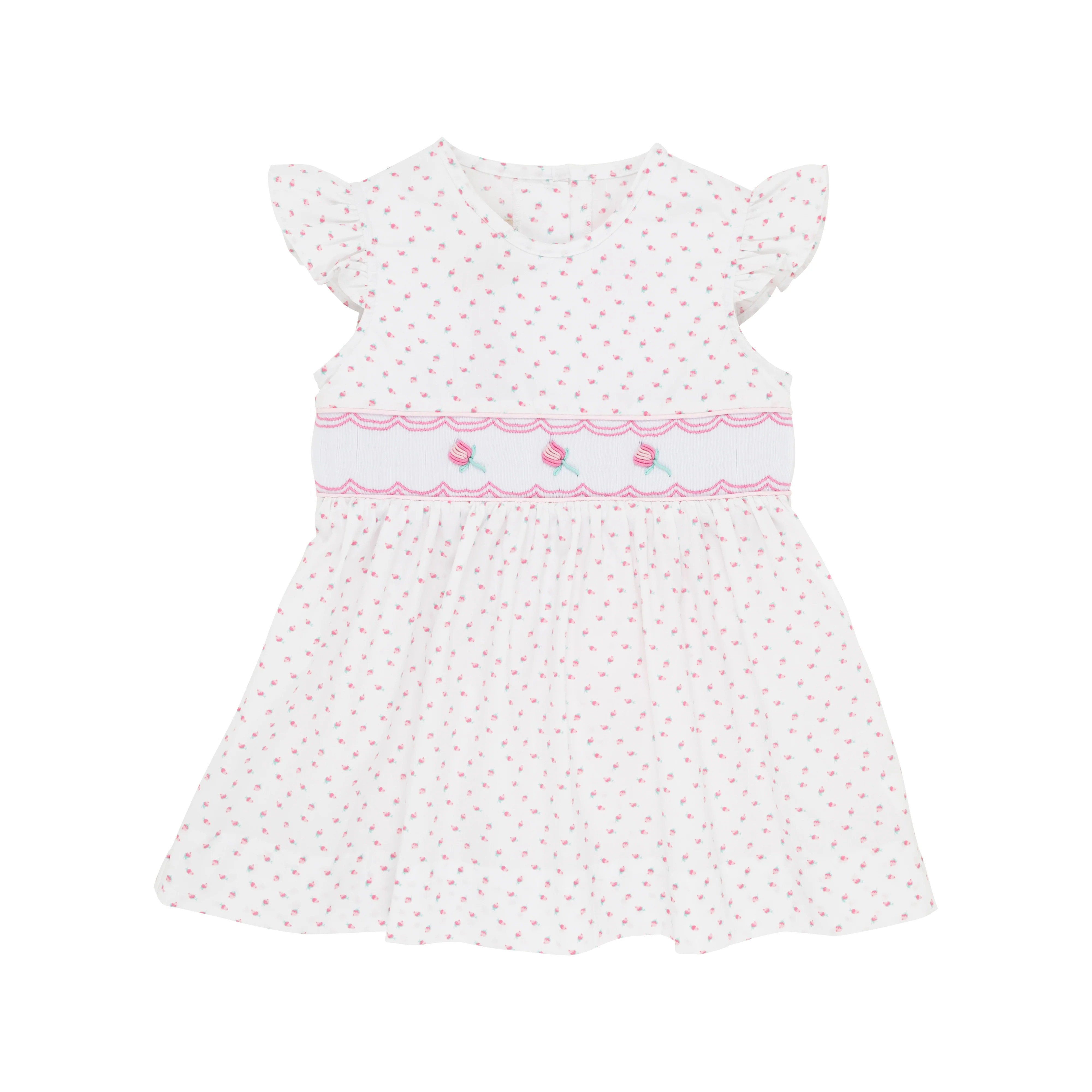 Addie Angel Sleeve Dress - Port Royal Rosebud with Palm Beach Pink | The Beaufort Bonnet Company