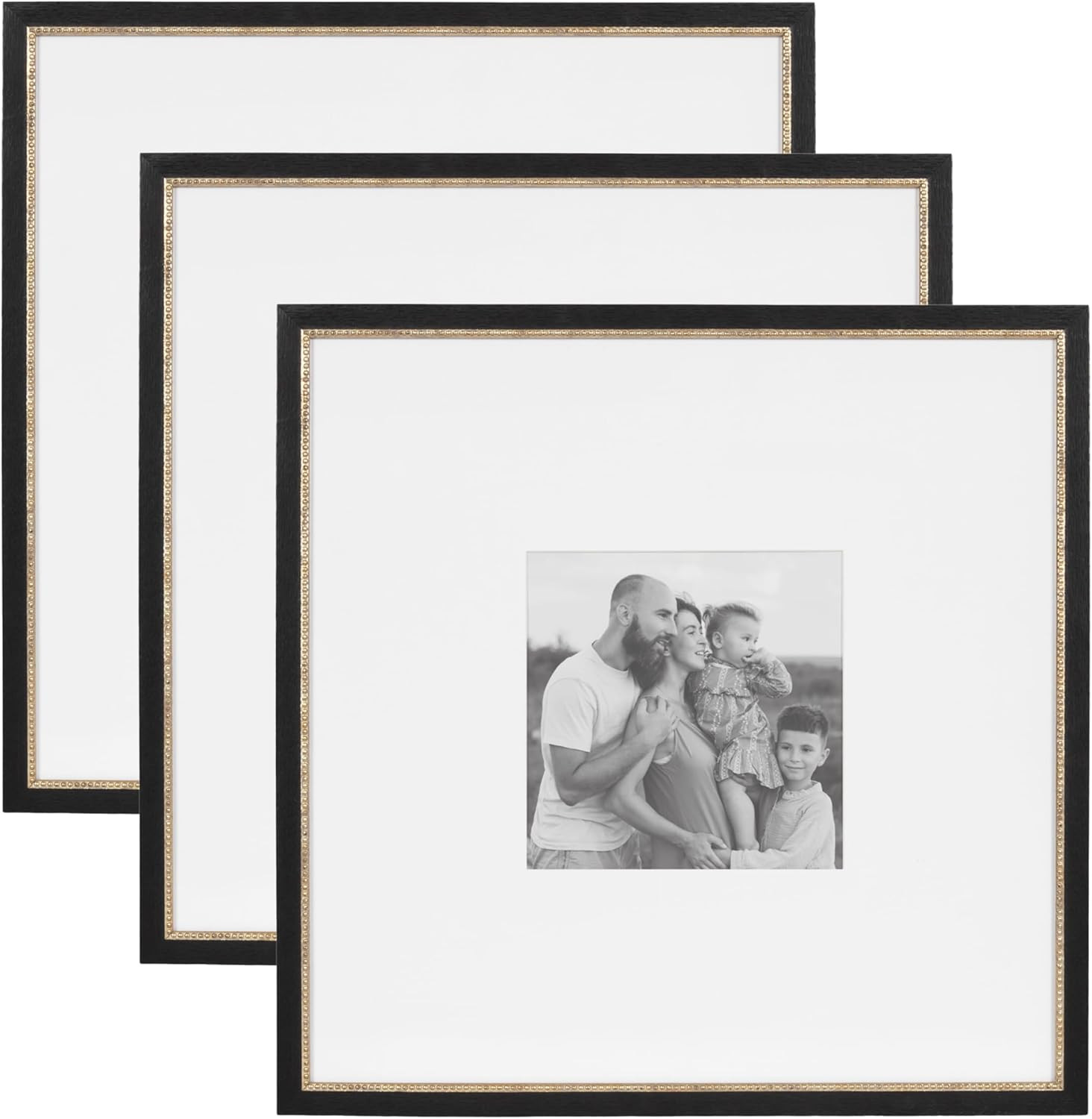 Kate and Laurel Wilbanks Traditional Square Picture Frame Set of 3, 18 x 18 matted to 8 x 8, Blac... | Amazon (US)