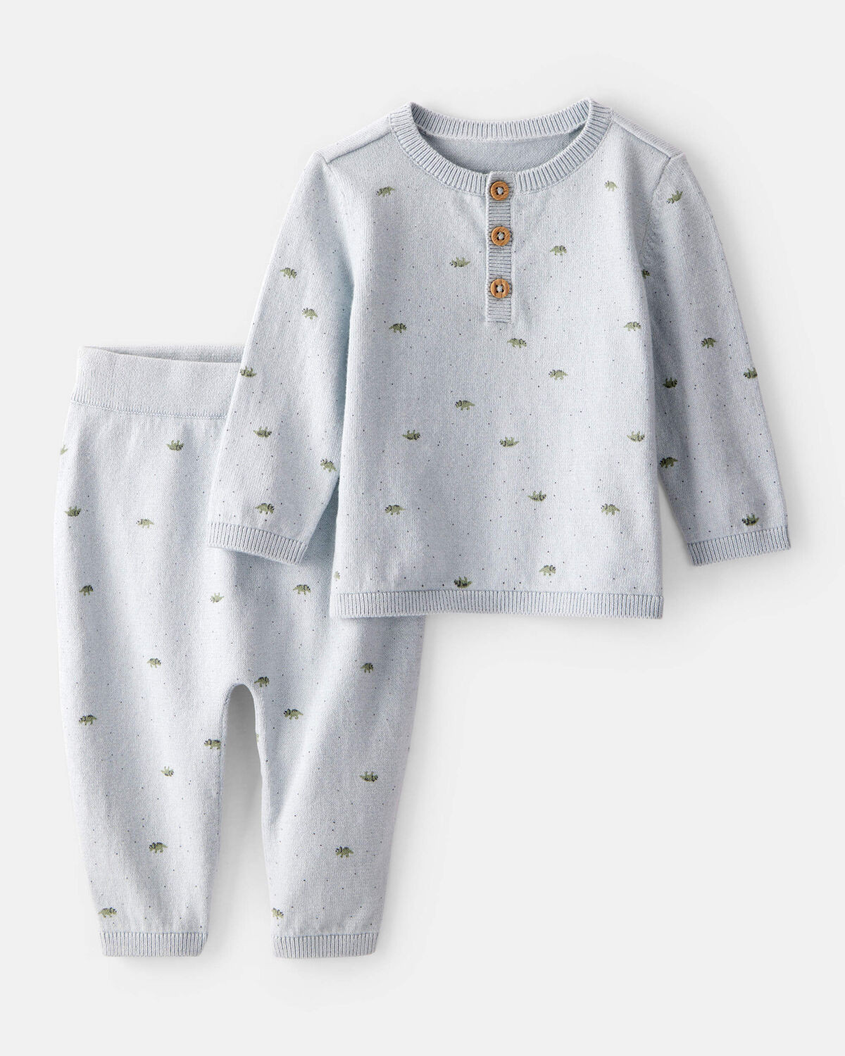Baby Boy Dinosaur Print Cotton Long-Sleeve Tee & Pant Set - Blue | Carter's Inc