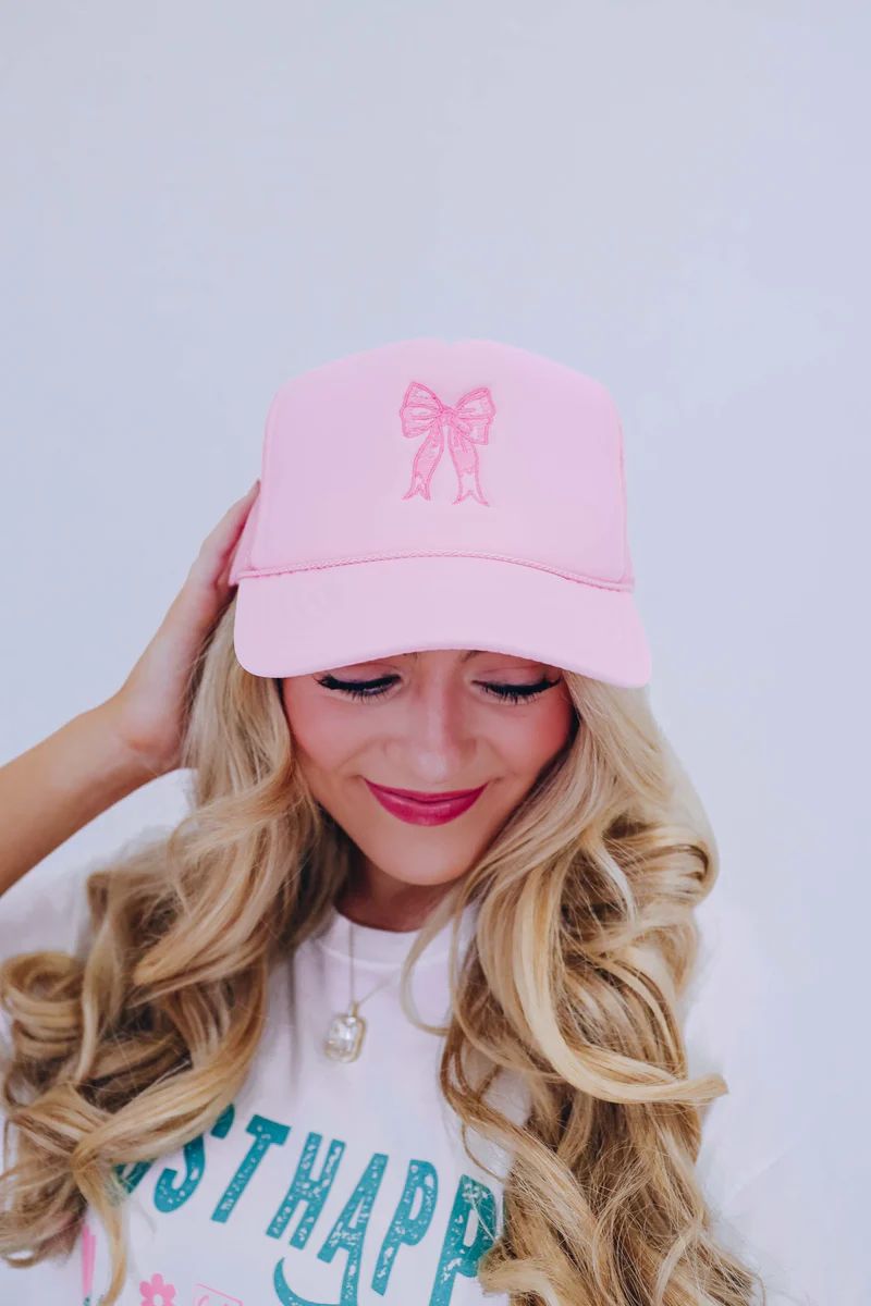 Tala Bow Trucker Hat- Pink | Whiskey Darling Boutique