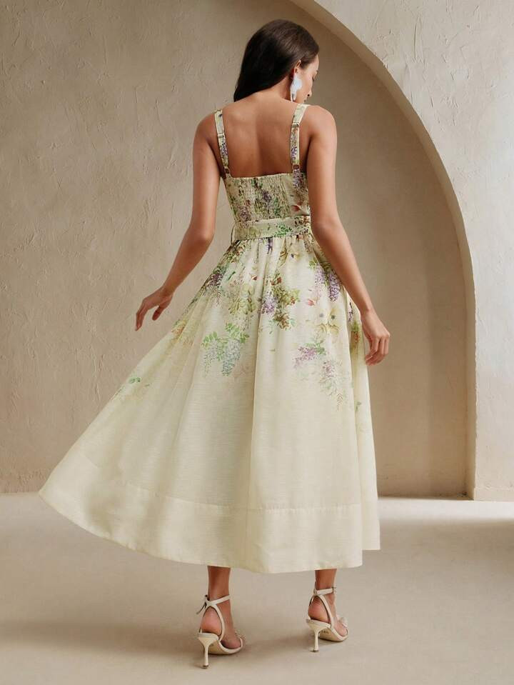Anewsta Damen Kleid mit Blumenprint und Taillenband, elegantes Trägerkleid im Urlaubsstil | SHEIN