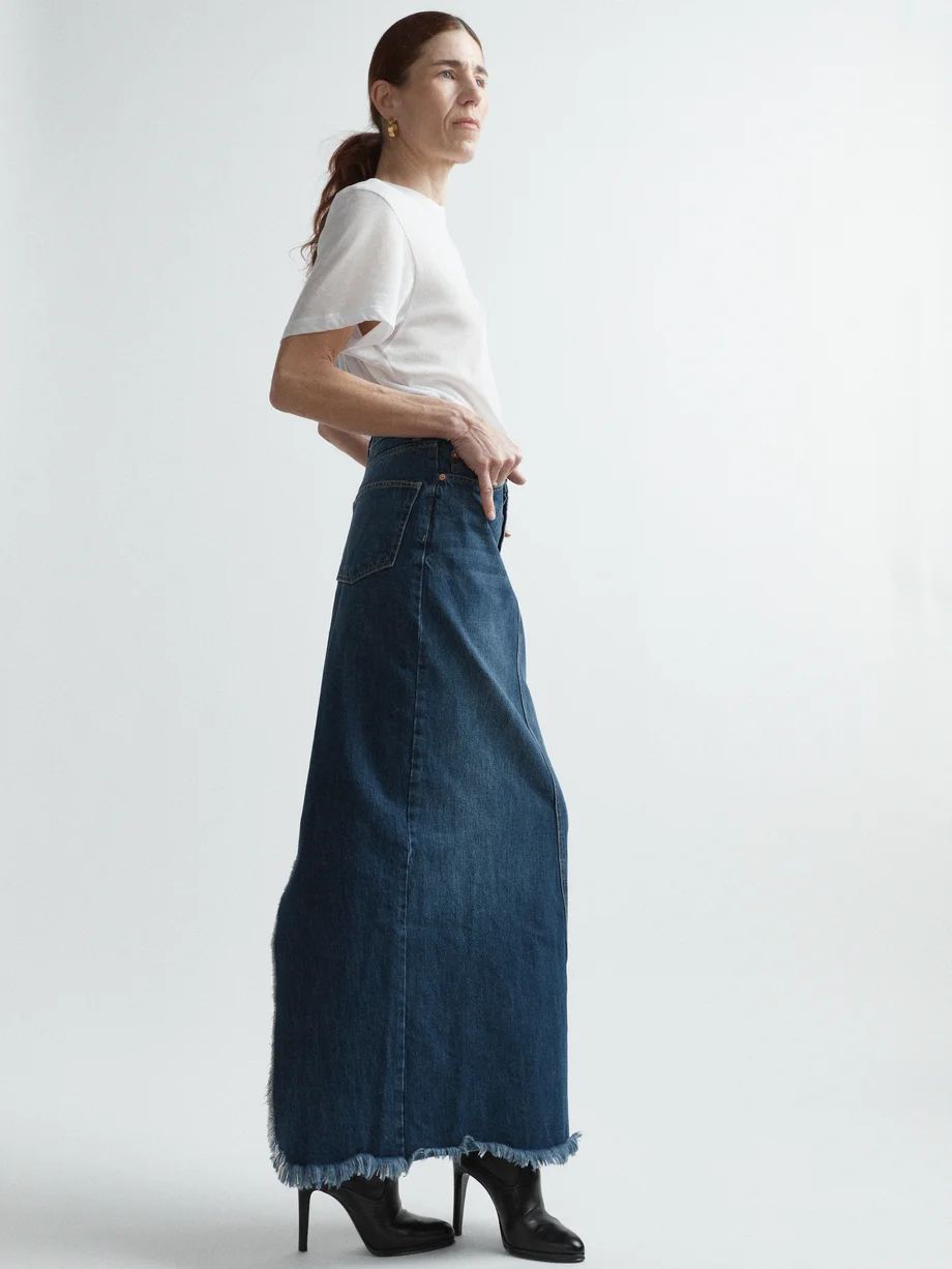 Split back organic-cotton denim maxi skirt | Raey | Matches (US)