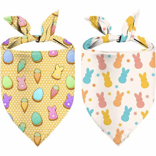 Easter Dog Bandana, 2 Pack Adjustable Holiday Party Pets Rabbit Easter Egg Bandana Triangle Bibs Cat Scarf Set | Amazon (US)