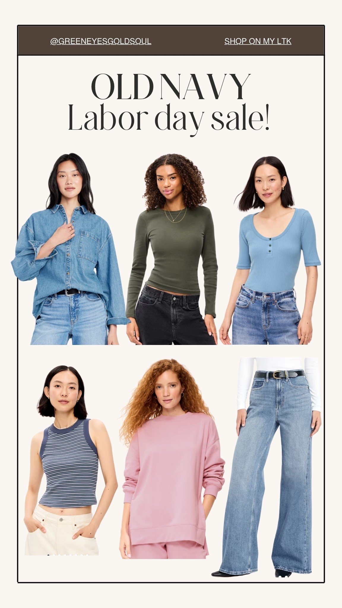 Old Navy’s Labor Day Sale is on! 🍂🤎 Such a good time to grab easy fall wardrobe staples, from denim and layering tops to cozy sweatshirts and everyday basics. These are the pieces you can mix and match now and keep wearing all season!

Old Navy Labor Day sale, Old Navy sale, Old Navy fall fashion, Old Navy fall finds, fall outfits for women, affordable fall fashion, fall wardrobe, fall basics, fall capsule wardrobe, women’s jeans, wide leg jeans, denim shirt, fall tops, layering tops, fall sweatshirt, casual fall outfits, everyday fall style, transitional fall outfits, Labor Day fashion sale

#OldNavy #OldNavyStyle #LaborDaySale #FallFashion #FallOutfits #FallStyle

#LTKSeasonal #LTKootd #LTKSaleAlert
