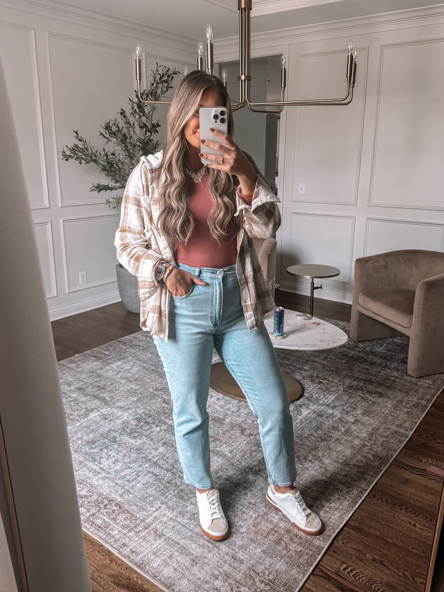 Fall outfit idea easy and cute! I’m currently 6 weeks postpartum and felt really good in this outfit! I would say all for true to size. 

Bodysuit medium 
Flannel: medium
Jeans: 30
Sneakers true to size 

#LTKFindsUnder50 #LTKStyleTip #LTKSeasonal