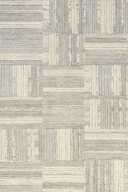 Light Gray Deco Striped Tile Area Rug | Rugs USA