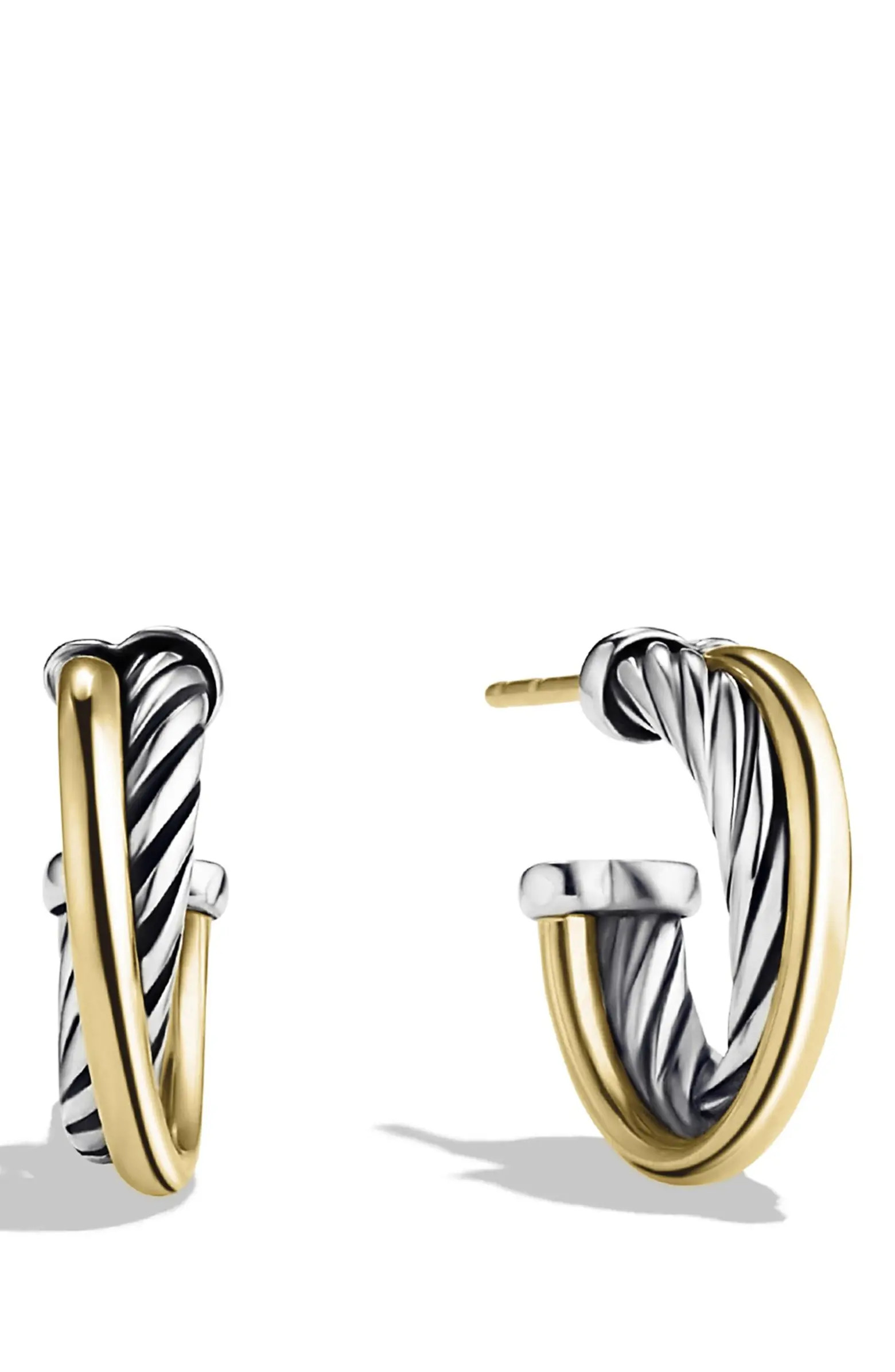 'Crossover' Extra-Small Hoop Earrings with Gold | Nordstrom