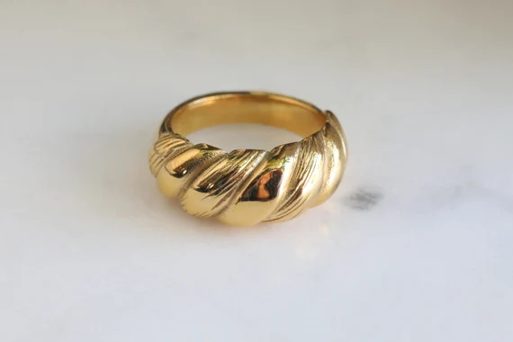 18K Gold Filled Twisted Dome Ring  Croissant Ring  Stackable - Etsy | Etsy (US)