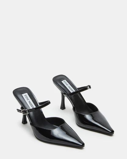 BRECKI Black Patent Pointed Toe Mule Pump | Women's Heels | Steve Madden (US)