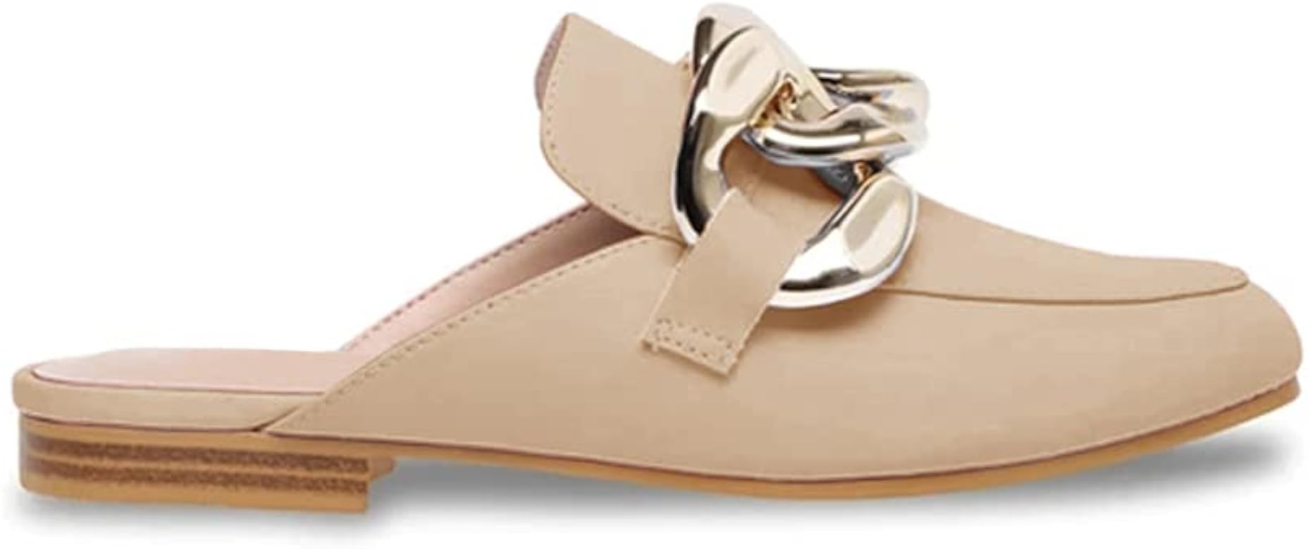 Juliet Holy Womens Flat Mules Chain Backless Flats Slip on Buckle Slide Loafers Dress Shoes | Amazon (US)