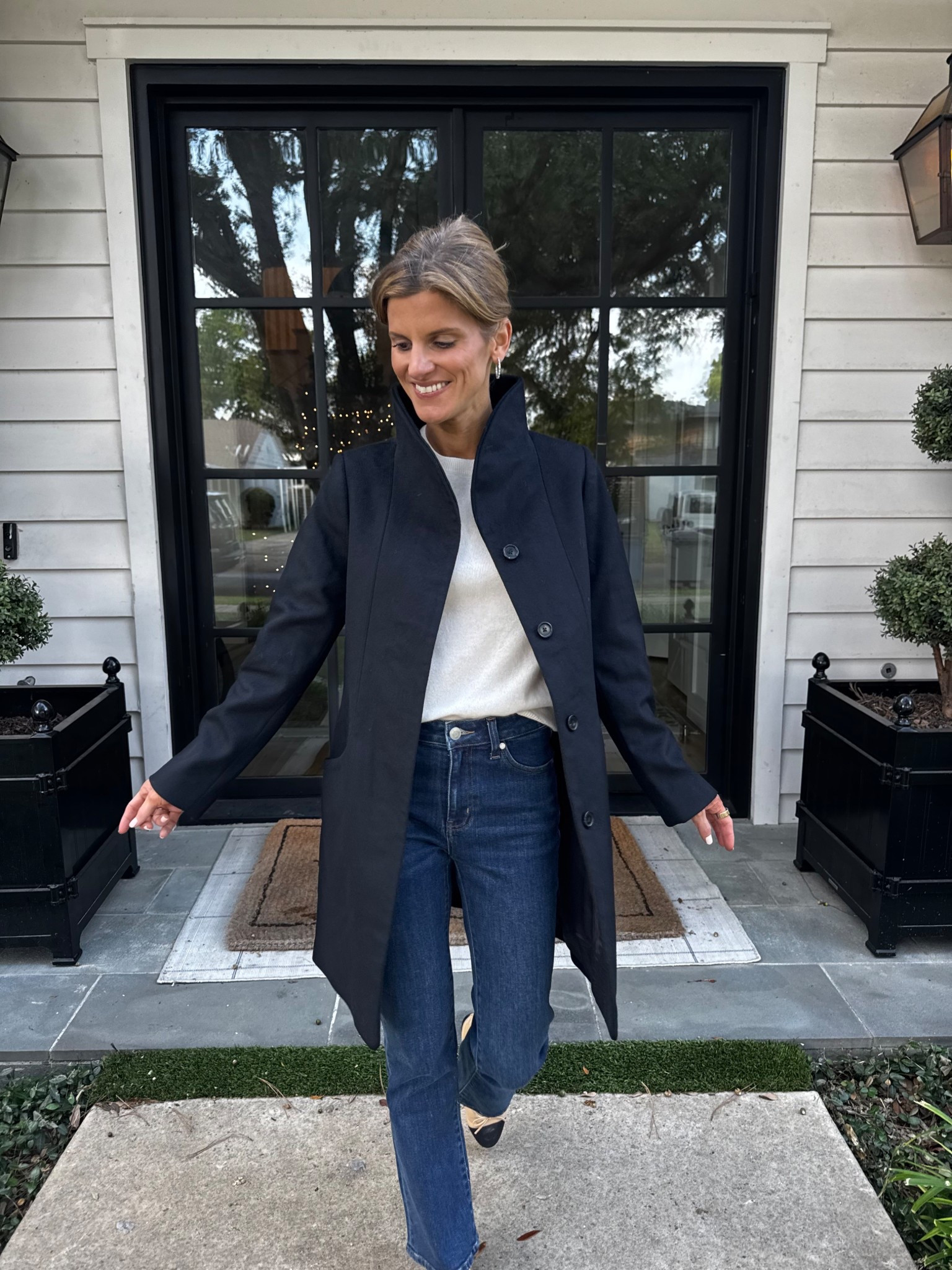 @onequince outdoor coat finds (wearing XS). Cashmere tee (XS) #quincepartner 
