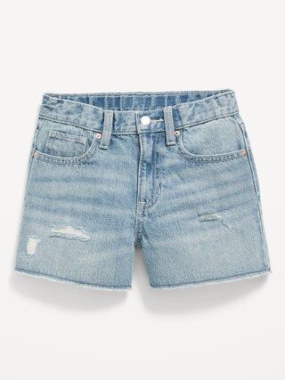 High-Waisted Ripped Non-Stretch Cut-Off Jean Shorts for Girls | Old Navy (US)
