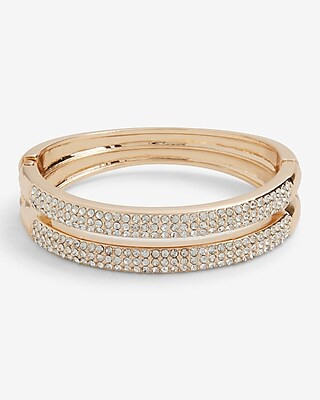 Rhinestone Stacked Snap Cuff Bracelet | Express