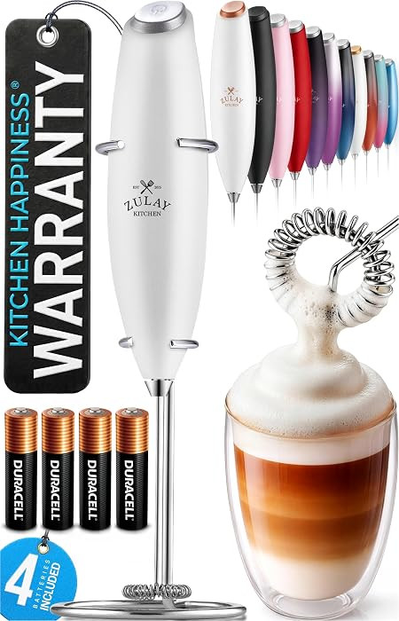 Zulay Kitchen Powerful Milk Frother Wand With Duracell Batteries - Ultra Fast Handheld Drink Mixe... | Amazon (US)