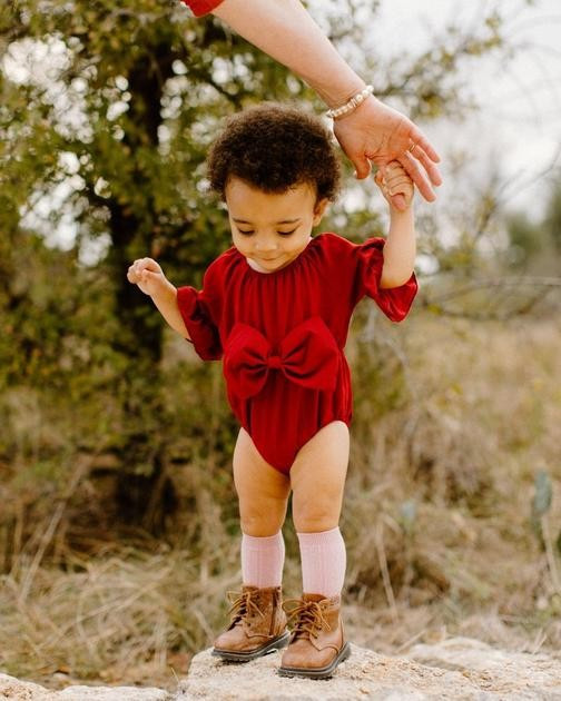 Cindi Bow Front Bubble Romper - Wine | Bailey's Blossoms