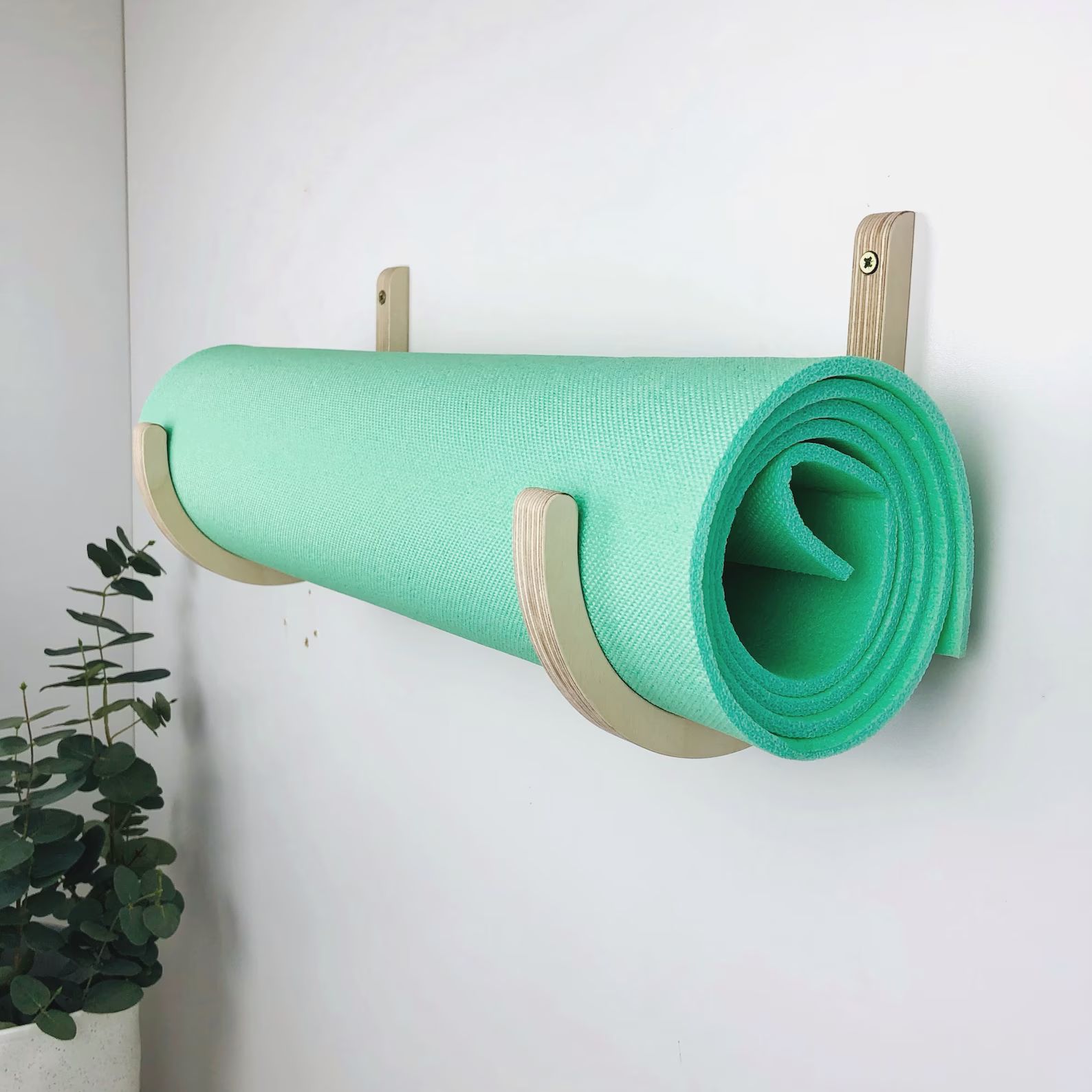Wood Yoga Mat Holder Wall Mount Yoga Mat Hook Foam Roller - Etsy | Etsy (US)