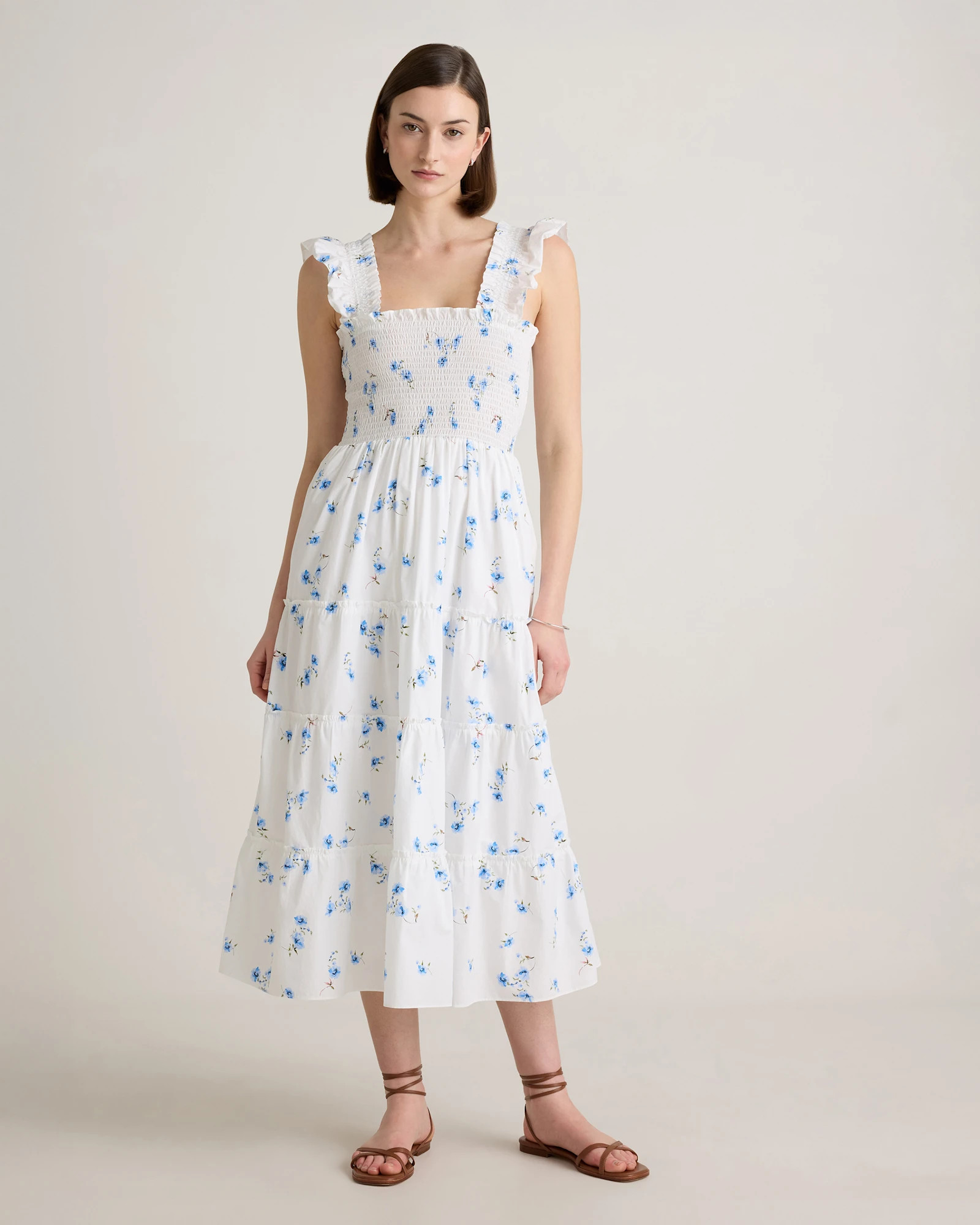 100% Organic Cotton Poplin Smocked Midi Dress | Quince