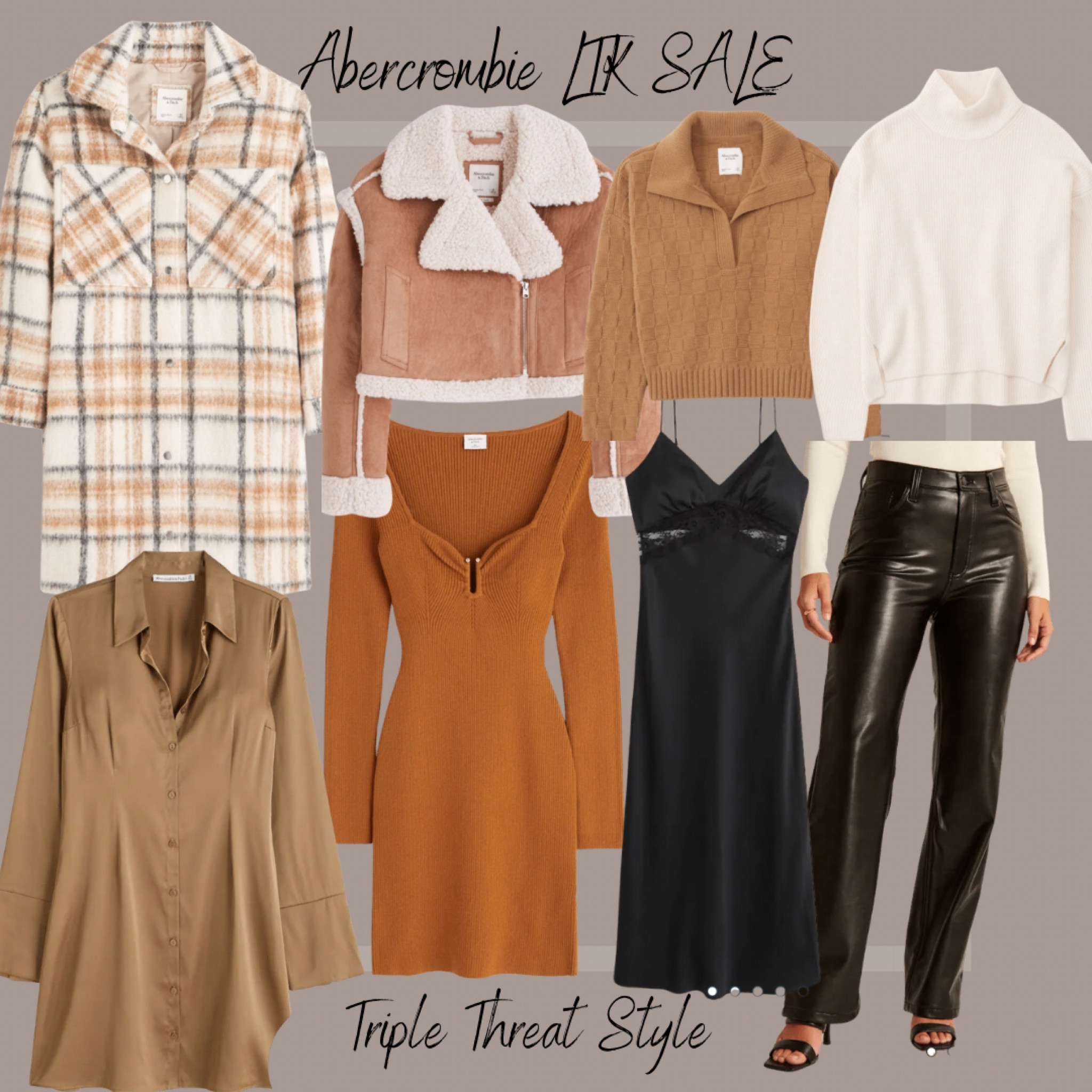 Shop my favorites from Abercrombie at the LTK sell and use code AFLTK to get 25% off of everything. You can also copy the promo code when you select your items and posted in the promo code field during check out. 

I were extra small and small and ABERCROMBIE. Check the measurements to determine your sizing.