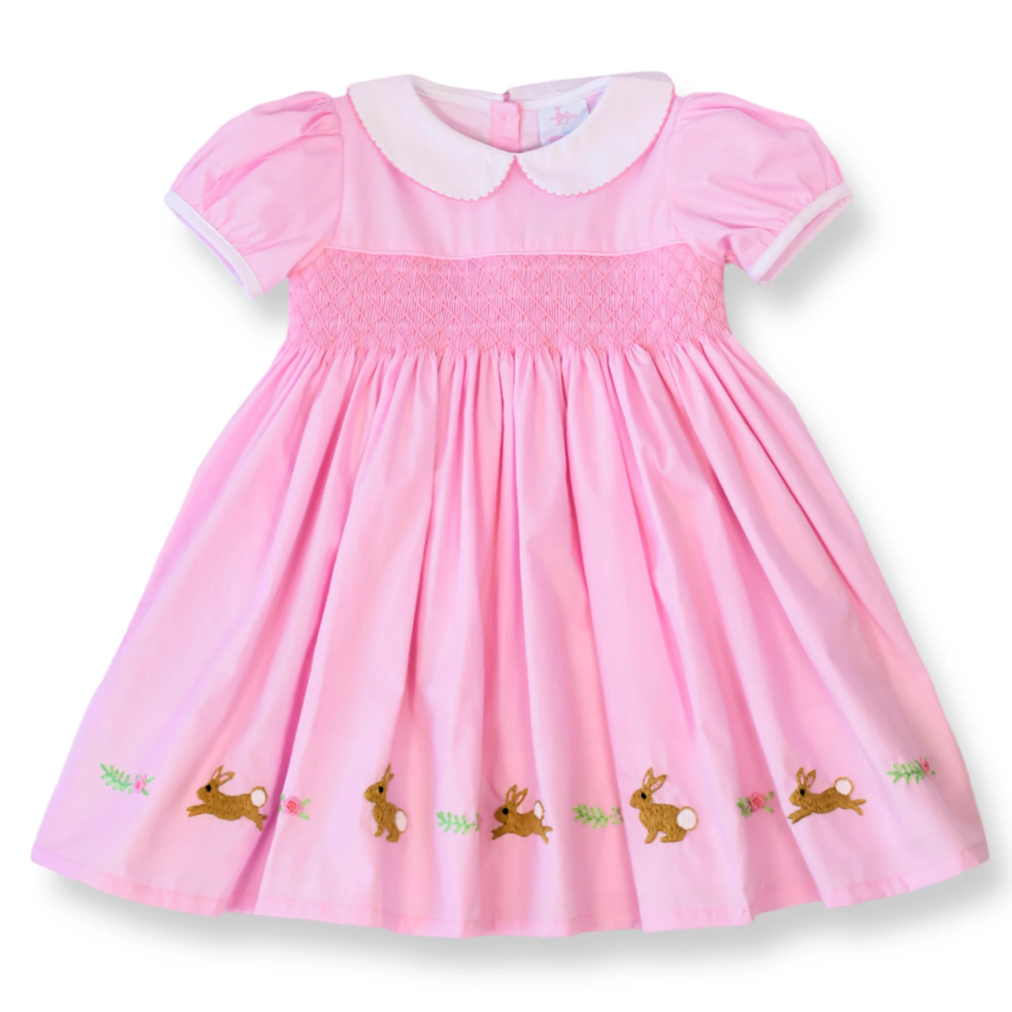 Evelyn Easter Bunny Pink Smocked Dress | Lillie & Lilah
