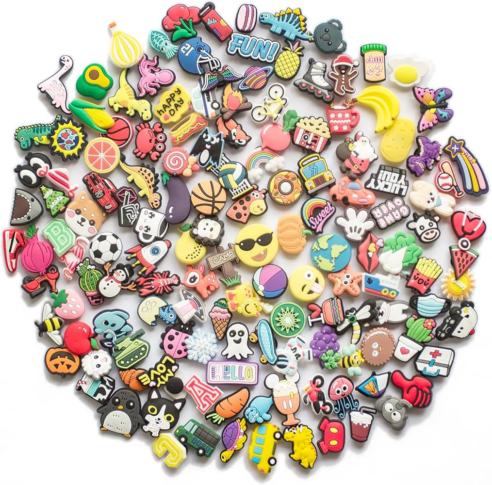 Lenreta Lot of 50,100 PCS Different Shaped PVC Shoe Charms for Shoe Decoration+3 PCS Shoelace Ada... | Amazon (US)