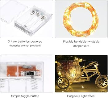Amazon.com: Ariceleo Led Fairy Lights Battery Operated, 1 Pack Mini Battery Powered Copper Wire S... | Amazon (US)