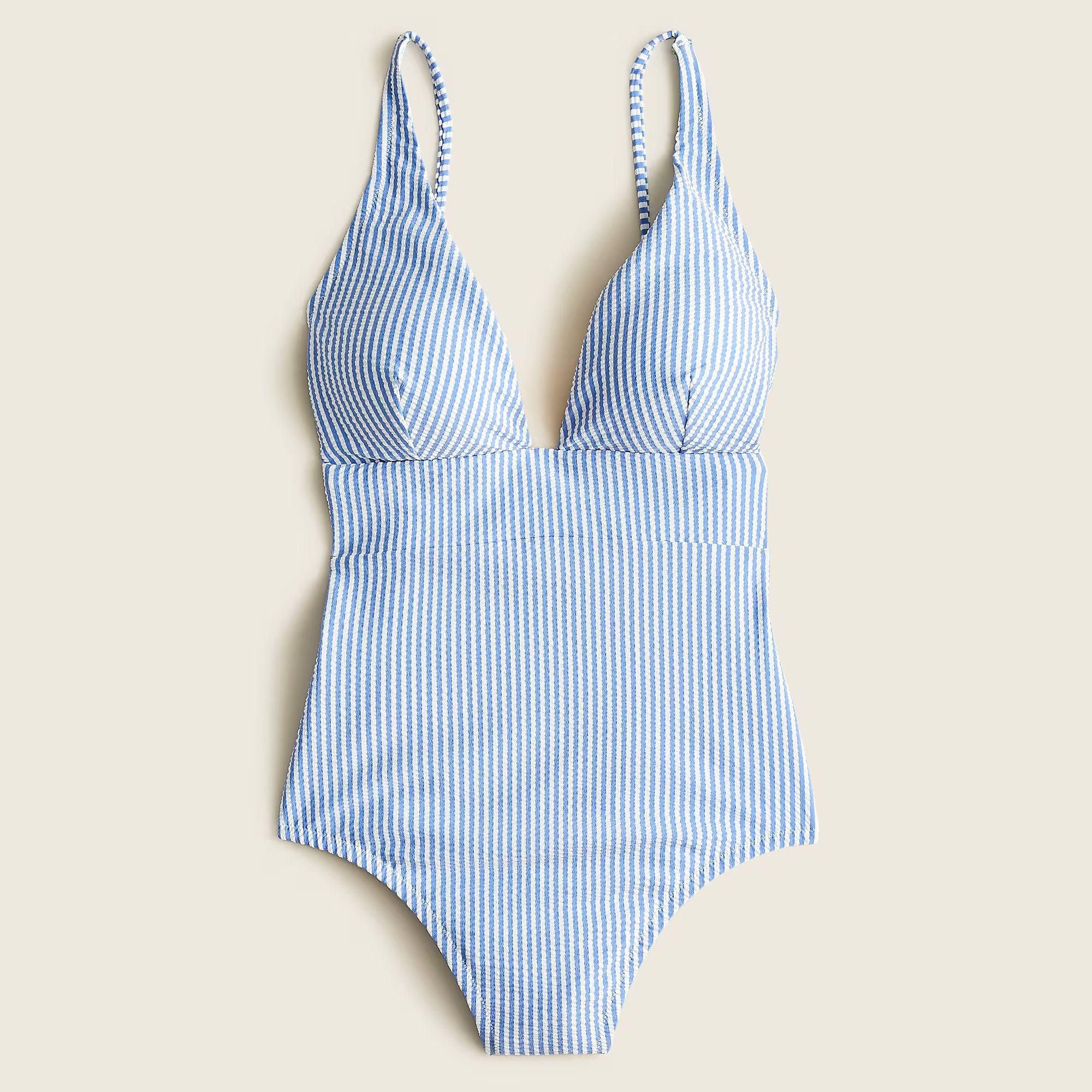 Deep V-neck french one-piece swimsuit | J.Crew US