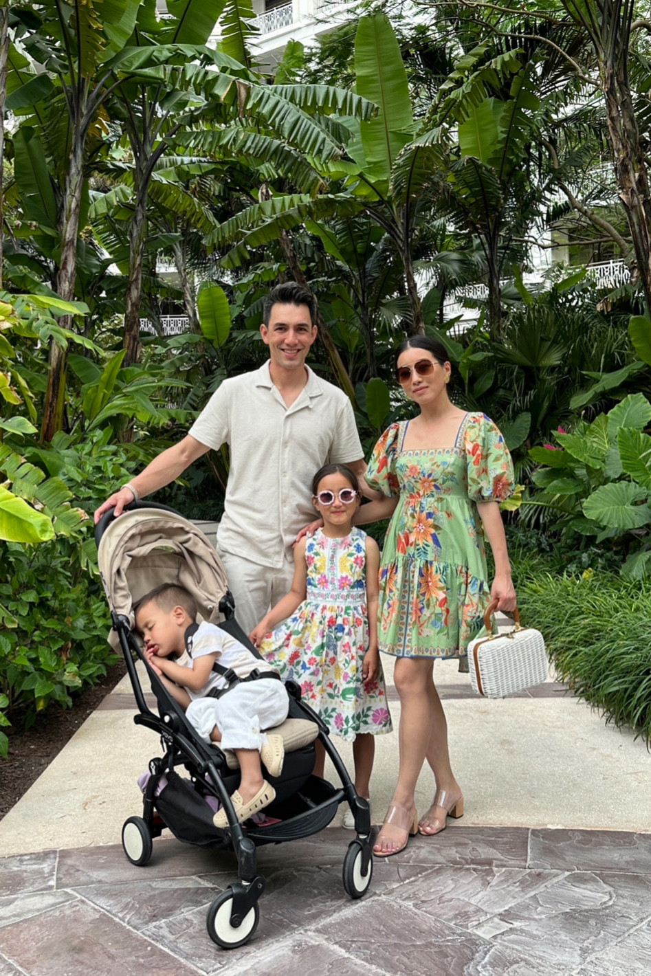 Family vacation outfits:

On Nick:

• J. Crew knit shirt size medium (Nick is 5’8” 165 lbs usually between Small and medium and went size up) - a great elevated staple! More comfortable and a little nicer looking than a regular short sleeve button-down. Also washes well but shrinks a touch in the dryer 

• uniqlo pants men’s 

On me: 

• Farm Rio dress xxs (15% off with code WELCOME15) - very petite friendly and comfortable! Smocked back with pockets

• Schutz sandals 5.5

• Vintage bag 

• men’s Uniqlo pants 

For the kids:
• Boden dress
• YOYO Stroller 

#family vacation outfits 

#LTKfamily #LTKtravel #LTKSeasonal