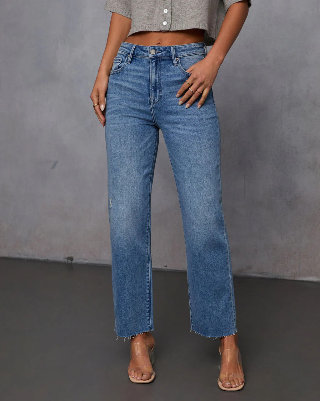 Mikal Super Stretch Frayed Cropped Jeans | VICI