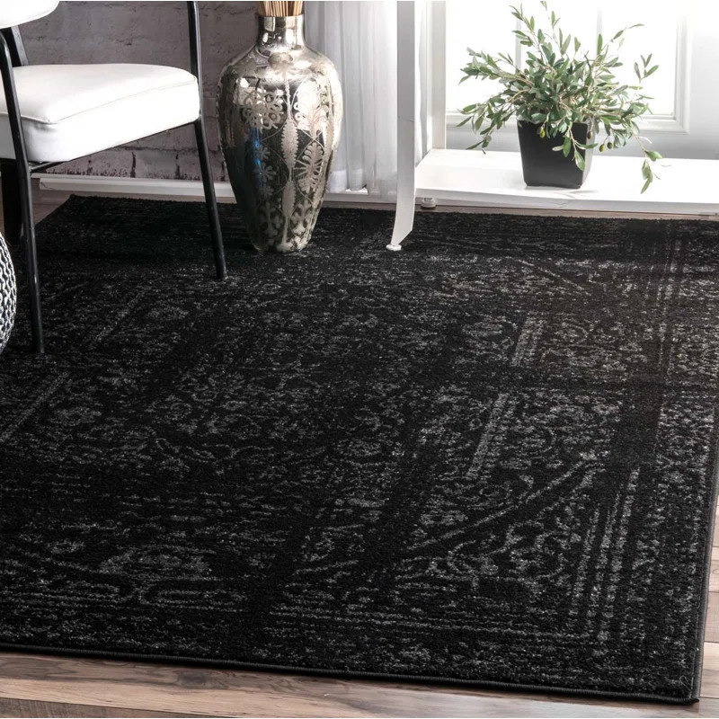 Adetoun Oriental Area Rug in Black/Gray | Wayfair North America