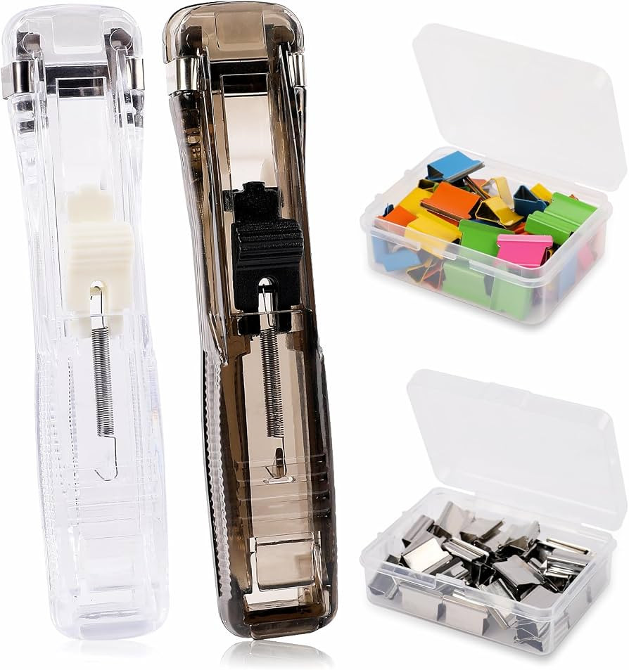2 Pcs Clam Clip Dispensers Recyclable Handheld Paper Clip Dispenser with 100 Pcs Clam Clip Refill... | Amazon (US)