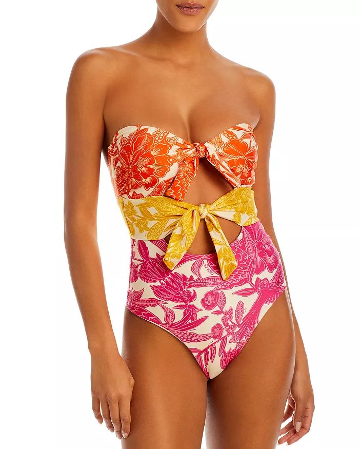 Tropical Woodcut Print Cutout One Piece Swimsuit | Bloomingdale's (US)