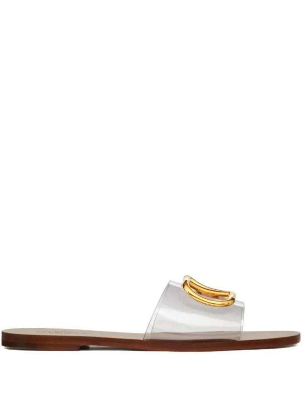 VLogo Signature transparent slide sandals | Farfetch Global