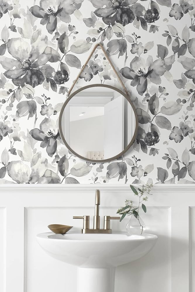 NextWall Watercolor Flower Peel and Stick Wallpaper (Bluestone) | Amazon (US)