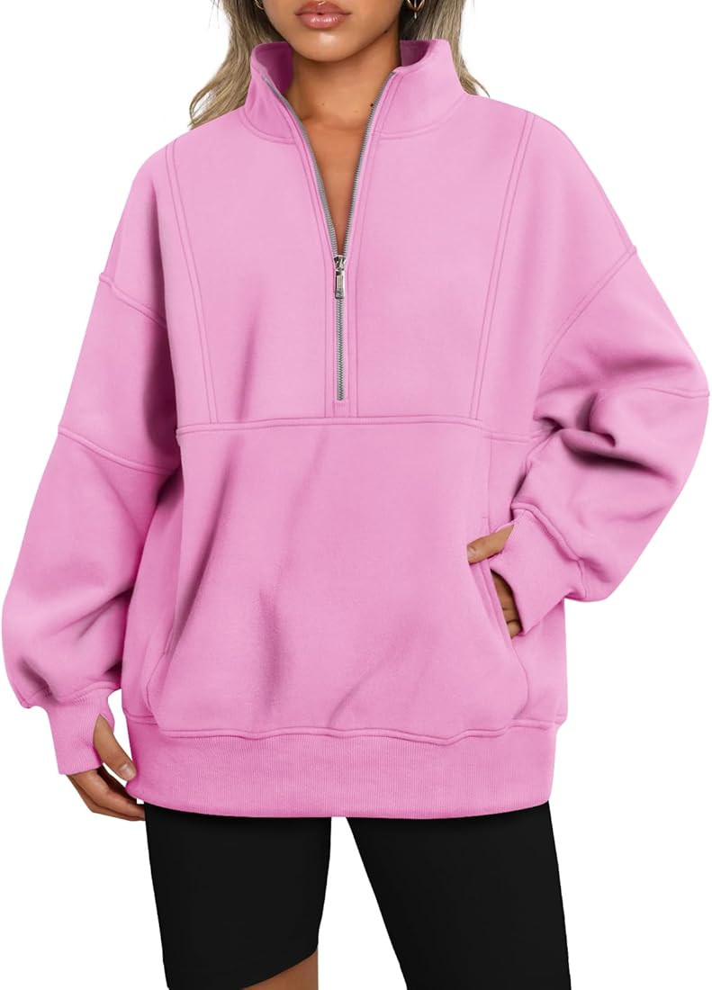 AUTOMET Women's Half Zip Oversized Sweatshirts Fleece Pullover Long Hoodies Casual Mock Turtlenec... | Amazon (US)