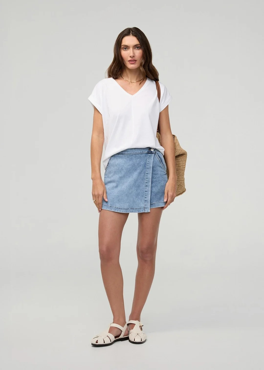 Performance Denim Lite Wrap Skort | DUER