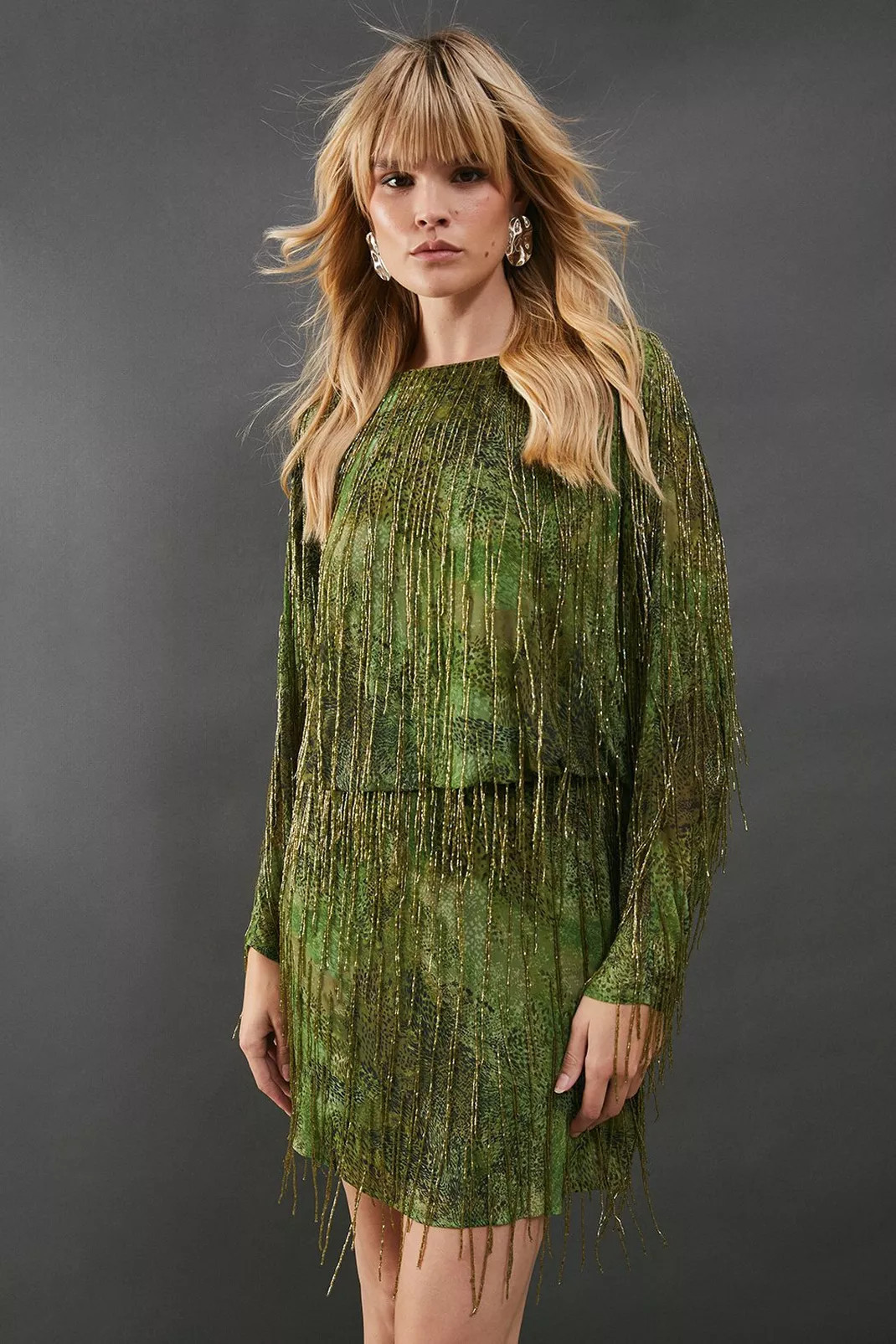 Premium Print Fringe Embellishment Batwing Mini Dress | Nasty Gal US