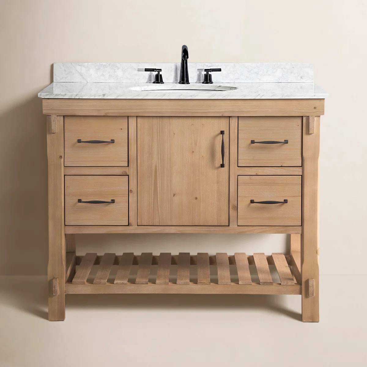 Marina 42'' Single Bathroom Vanity with Carrara Marble Top | Wayfair North America