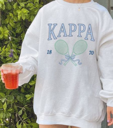 Kappa Kappa Gamma Tennis Sweatshirt // Sorority Bow Crewneck // Kappa, Kappa Kappa Gamma Shirt // Aesthetic Greek Pullover