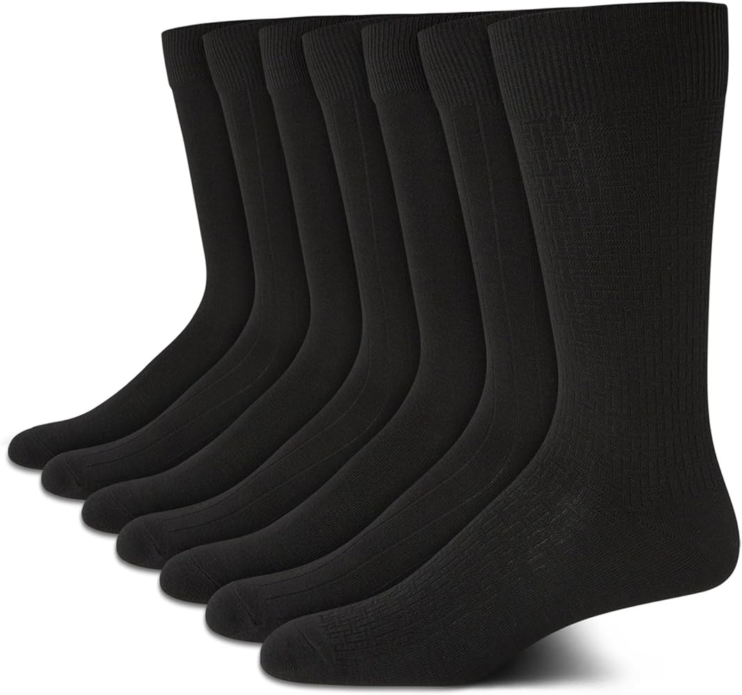 Van Heusen Mens Dress Socks - 7 Pack Soft Stretch Moisturing Wicking Work Crew Socks for Men (Siz... | Amazon (US)