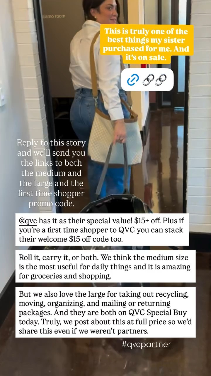 Genuinely love this rolling tote from QVC, which is currently $15 off. We think the medium size is the most practical for everyday use like groceries and shopping, and the large is great for tasks like recycling, moving, home organization, and mailing or returning packages. If you’re a first time shopper, you can stack their welcome code for an additional $15 off too!

#LTKSaleAlert #LTKdayinmylife #LTKHome
