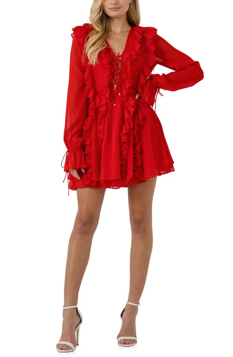 Rating 5out of5stars(5)5Ruffle Tie Front Long Sleeve MinidressENDLESS ROSE | Nordstrom